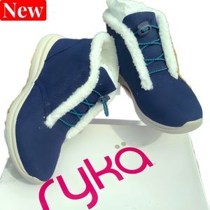 🆕 ryka Everest ankle boots navy w/ faux fur shearing